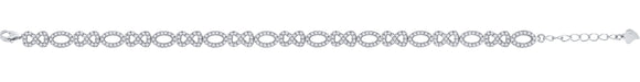 925 Sterling Silver Women Cubic Zirconia Fancy Link Infinity Adjustable Bracelet