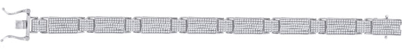 925 Sterling Silver Unisex Micropave Cubic Zirconia Link Bracelet