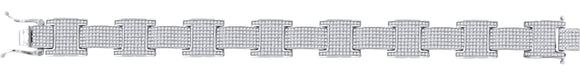 925 Sterling Silver Unisex Micropave Cubic Zirconia I-Link Bracelet