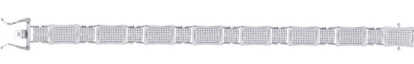 925 Sterling Silver Unisex Micropave Cubic Zirconia Link Bracelet