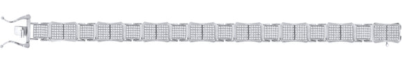 925 Sterling Silver Unisex Micropave Cubic Zirconia I-Link Bracelet