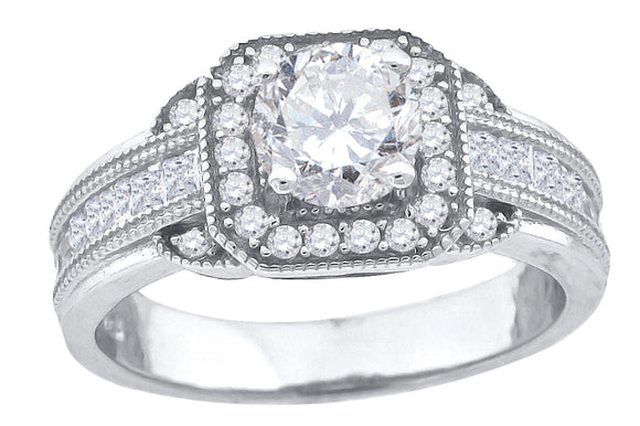 925 Sterling Silver Womens Cubic Zirconia Engagement Ring Size 6