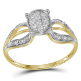 10kt Yellow Gold Womens Round Diamond Oval Cluster Ring 1/10 Cttw