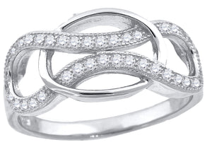 925 Sterling Silver Womens Cubic-Zirconia Infinity Fashion Ring Size 6