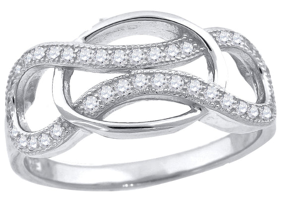 925 Sterling Silver Womens Cubic-Zirconia Infinity Fashion Ring Size 6