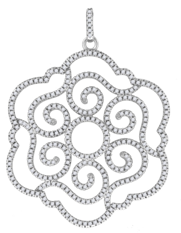925 Sterling Silver Womens Cubic-Zirconia Nature Motif Charm Pendant