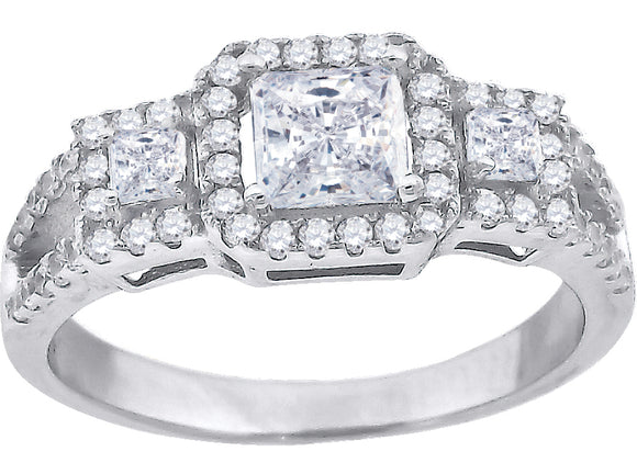 925 Sterling Silver Womens Cubic Zirconia Engagement Ring Size 6