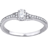 925 Sterling Silver Womens Oval Cubic Zirconia Engagement Ring Size 8