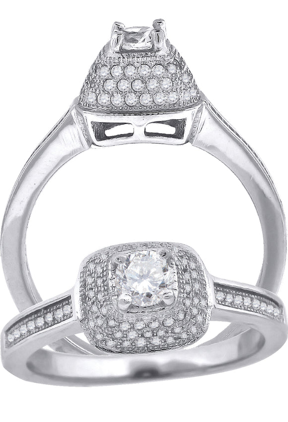 925 Sterling Silver Womens Cubic Zirconia Square Head Engagement Ring Size 6