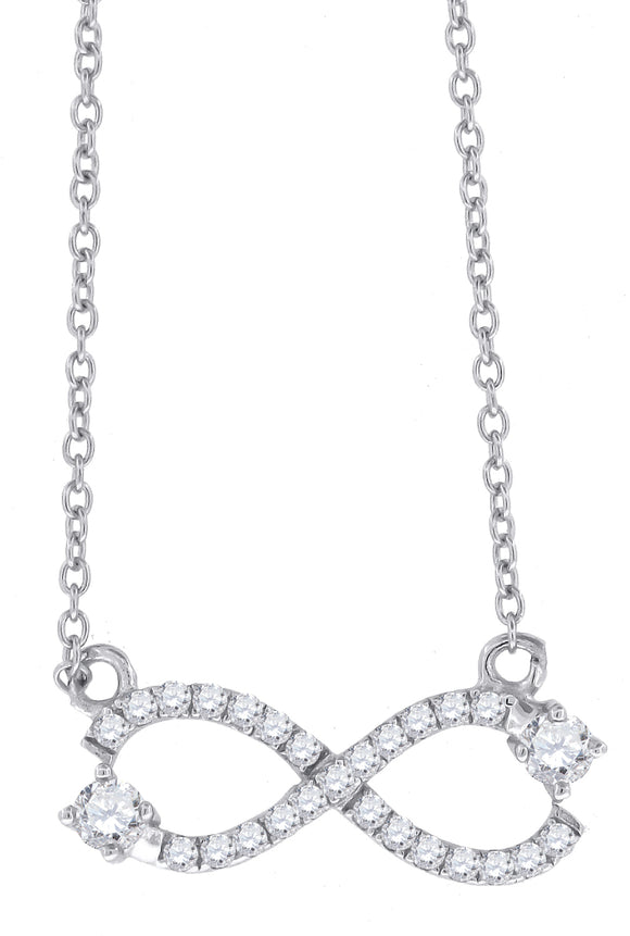 925 Sterling Silver Women Cubic Zirconia Rolo Link Infinity Necklace