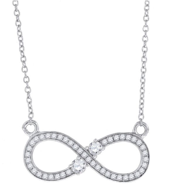 925 Sterling Silver Women Cubic Zirconia Rolo Link Infinity Necklace