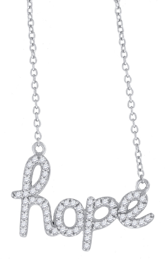 925 Sterling Silver Women Cubic Zirconia Rolo Link Hope Necklace
