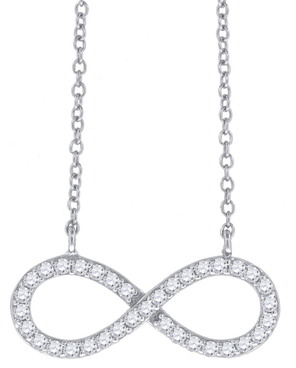 925 Sterling Silver Women Cubic Zirconia Rolo Link Infinity Necklace