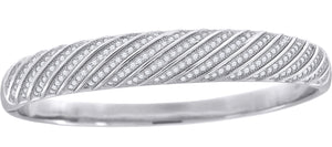 925 Sterling Silver Women Cubic Zirconia Fashion Milgrain Bangle