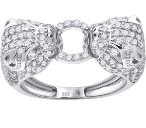 925 Sterling Silver Womens Cubic-Zirconia Bow Knot Fashion Ring Size 6