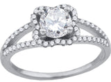925 Sterling Silver Womens Cubic-Zirconia Floral Fashion Ring Size 6