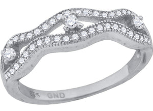 925 Sterling Silver Womens Cubic-Zirconia Fashion Ring Size 9