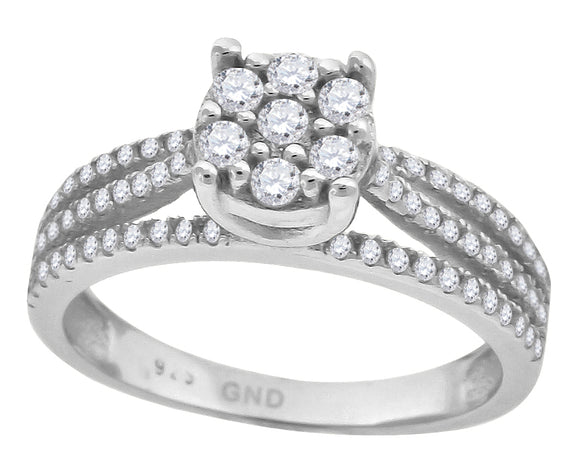 925 Sterling Silver Womens Cubic-Zirconia Fashion Engagement Ring Size 6