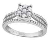 925 Sterling Silver Womens Cubic-Zirconia Fashion Engagement Ring Size 7