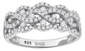 925 Sterling Silver Womens Cubic-Zirconia Crossover Fashion Ring Size 6