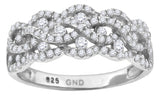 925 Sterling Silver Womens Cubic-Zirconia Crossover Fashion Ring Size 9
