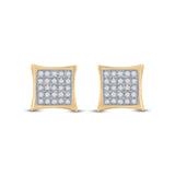 Yellow-tone Sterling Silver Womens Round Diamond Kite Square Earrings 1/6 Cttw