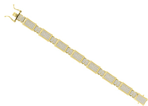 925 Sterling Silver Yellow-Tone Men Micropave Cubic Zirconia Link Bracelet
