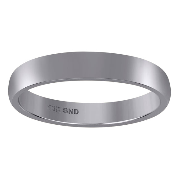 10Kt White Gold Unisex 4mm Hollow Comfort-Fit Wedding Band Ring Size 5