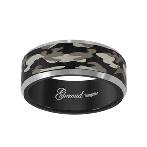 Tungsten Black Camouflage Military Mens Mens Comfort-fit 8mm Size-7 Wedding Band