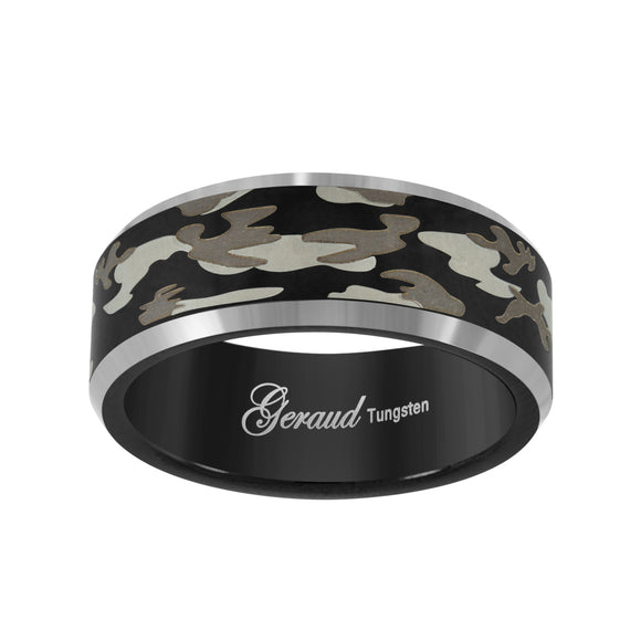 Tungsten Black Camouflage Military Mens Mens Comfort-fit 8mm Size-7 Wedding Band