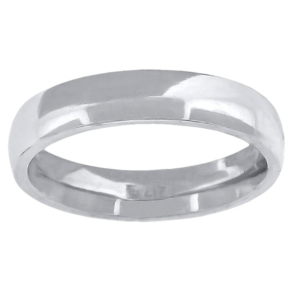 14kt White Gold Unisex Dome Polished Comfort-fit 4mm-Size 6 Wedding Engagement Band Ring