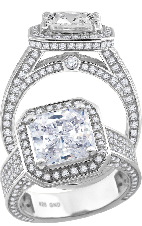 925 Sterling Silver Womens Cubic Zirconia Engagement Ring Size 7