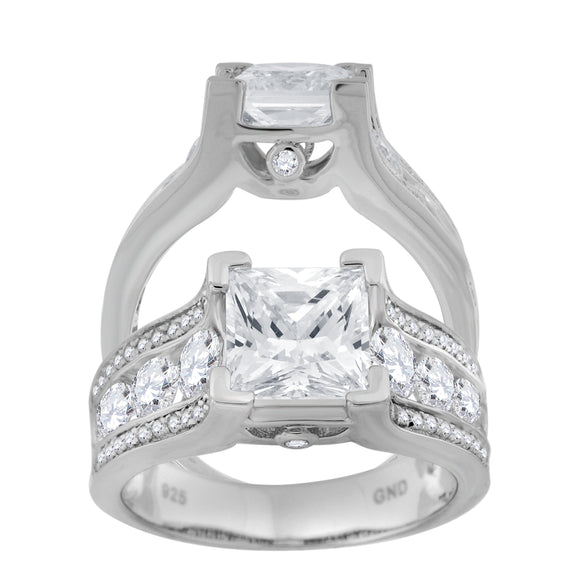 925 Sterling Silver Womens Cubic Zirconia Engagement Ring Size 8