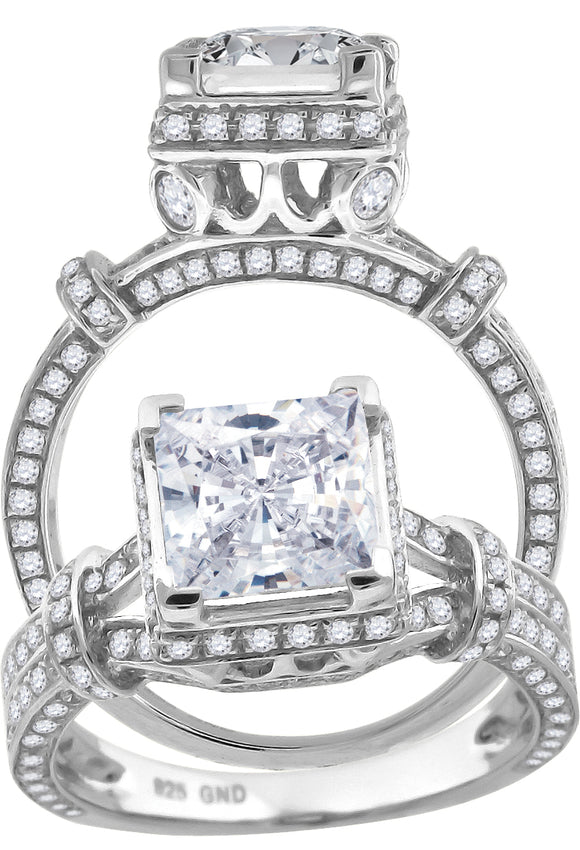 925 Sterling Silver Womens Cubic Zirconia Engagement Ring Size 6