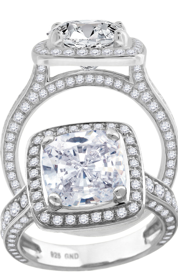 925 Sterling Silver Womens Cubic Zirconia Engagement Ring Size 8