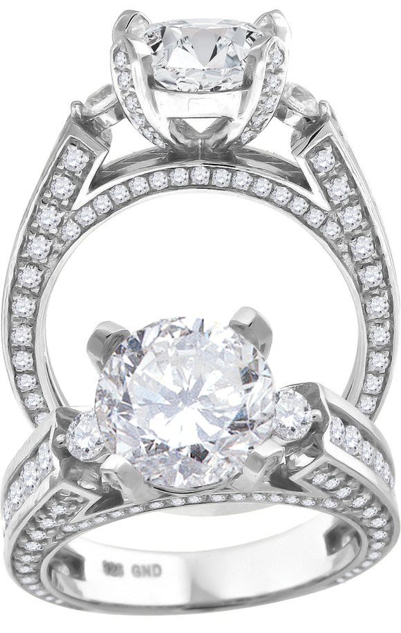 925 Sterling Silver Womens Cubic Zirconia Engagement Ring Size 8