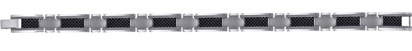 Tungsten Black Mens Carbon Fiber Polished Link Bracelet 12mm Size 8.5 Inches