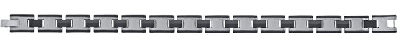 Tungsten Black White Tone Mens Polished Fancy Bracelet 12mm Size 8.5 Inches