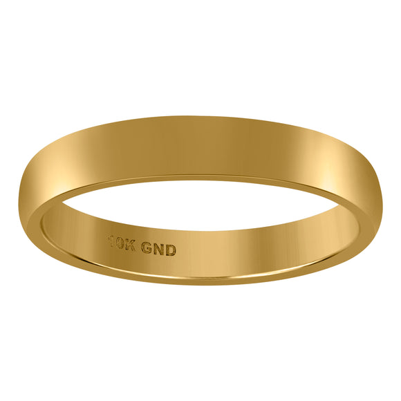 10Kt Yellow Gold Unisex 4mm Hollow Comfort-Fit Wedding Band Ring Size 5
