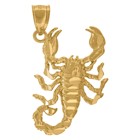 10kt Yellow Gold Diamond-cut Unisex Scorpio Ht:31mm x W:19.7mm Animal Charm Pendant