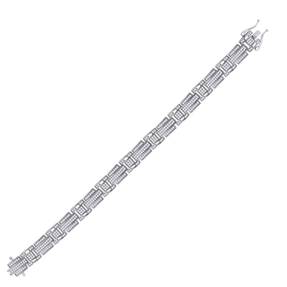 925 Sterling Silver Men Cubic Zirconia Link Bracelet