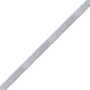 925 Sterling Silver Men Cubic Zirconia Link Bracelet