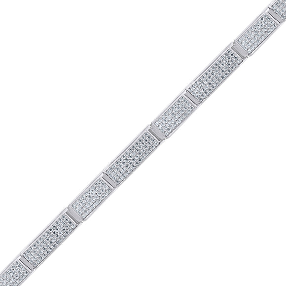 925 Sterling Silver Men Cubic Zirconia Link Bracelet
