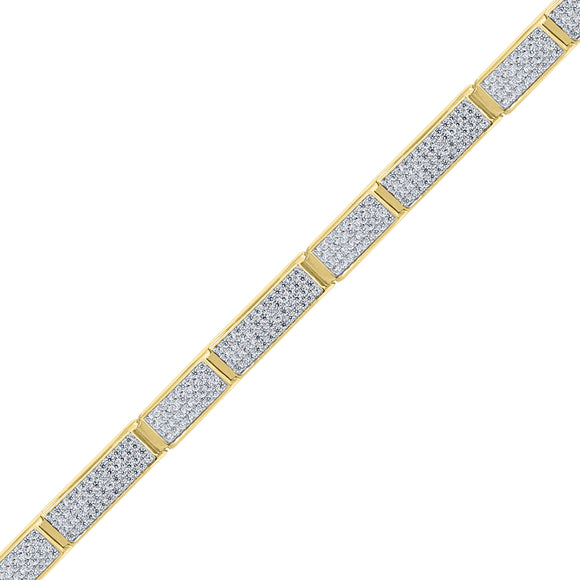 925 Sterling Silver Men Cubic Zirconia Link Bracelet