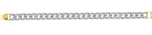 925 Sterling Silver Yellow-Tone Unisex Micropave Cubic Zirconia Cuban Link Bracelet