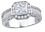 925 Sterling Silver Womens Cubic Zirconia Octagon Head Engagement Ring Size 7