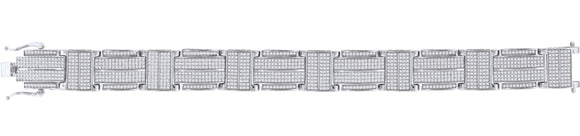 925 Sterling Silver Unisex Micropave Cubic Zirconia I-Link Bracelet