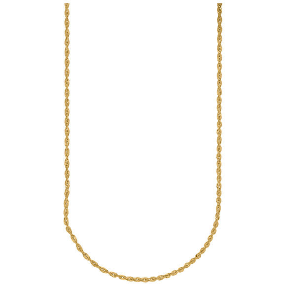 10kt Yellow Gold Unisex Hollow Rope Chain 2mm 16