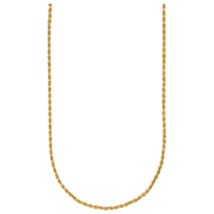 10kt Yellow Gold Unisex Hollow Rope Chain 2.5mm 16"