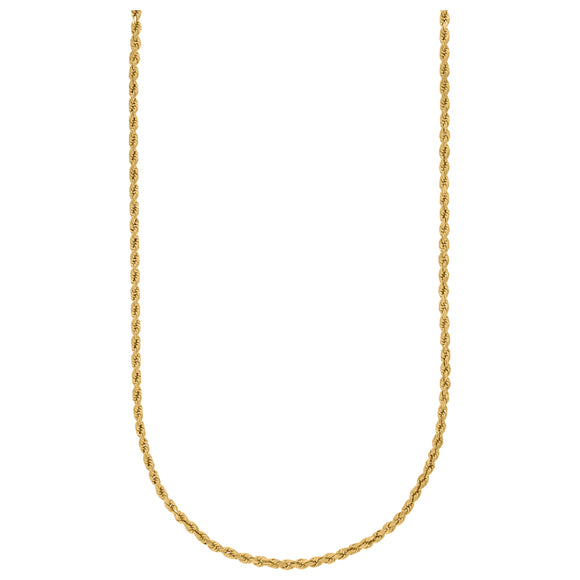 10kt Yellow Gold Unisex Hollow Rope Chain 2.5mm 16